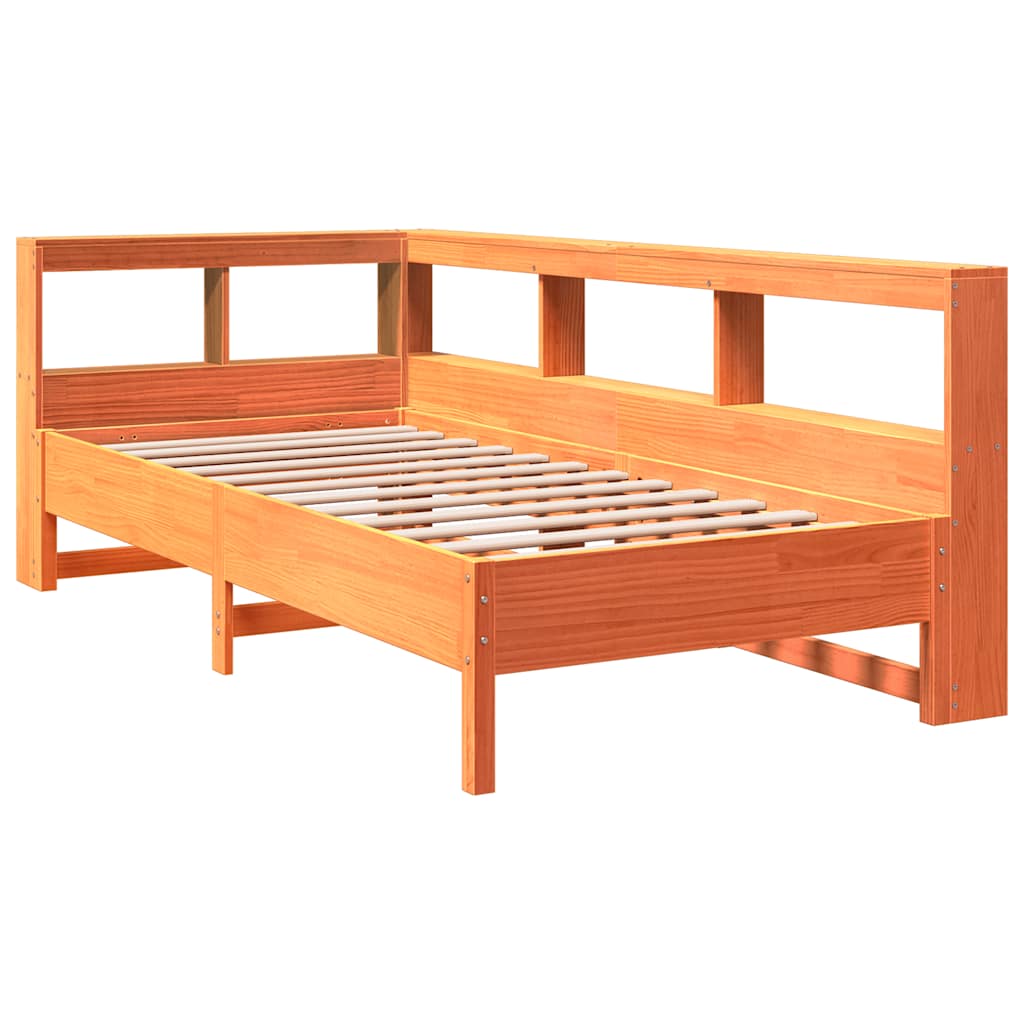 vidaXL Cama con estantería sin colchón madera maciza marrón 100x200 cm