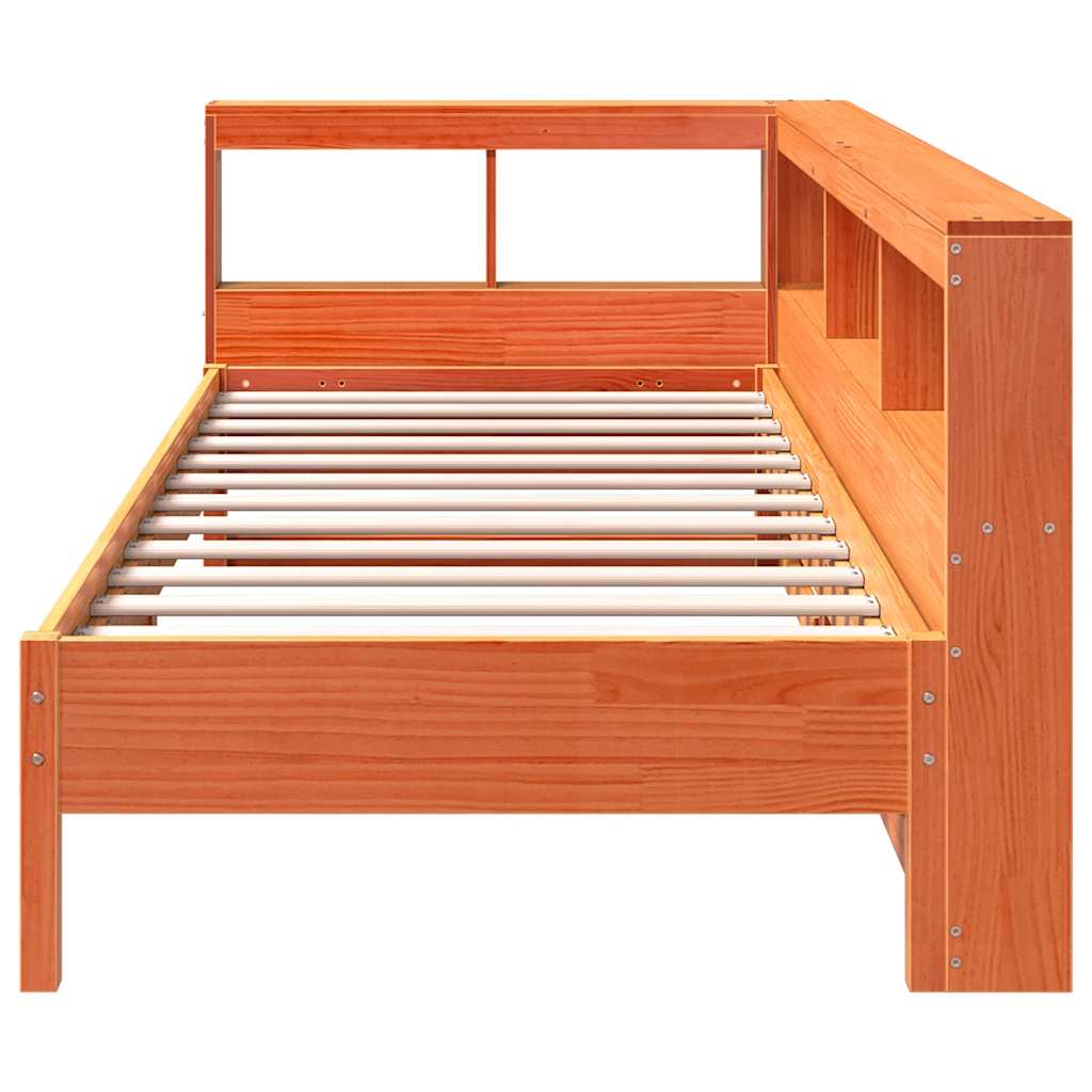 vidaXL Cama con estantería sin colchón madera maciza marrón 100x200 cm