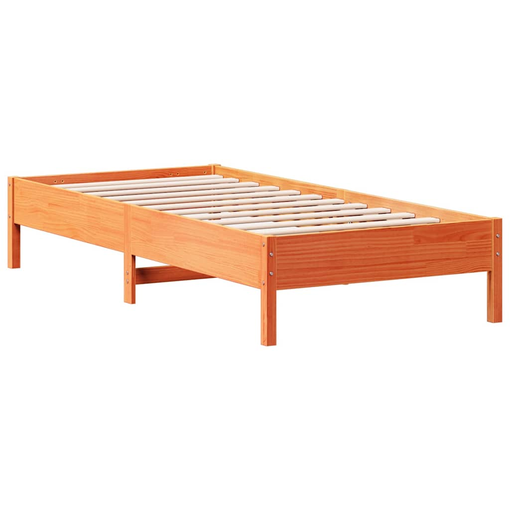 vidaXL Cama con estantería sin colchón madera maciza marrón 100x200 cm