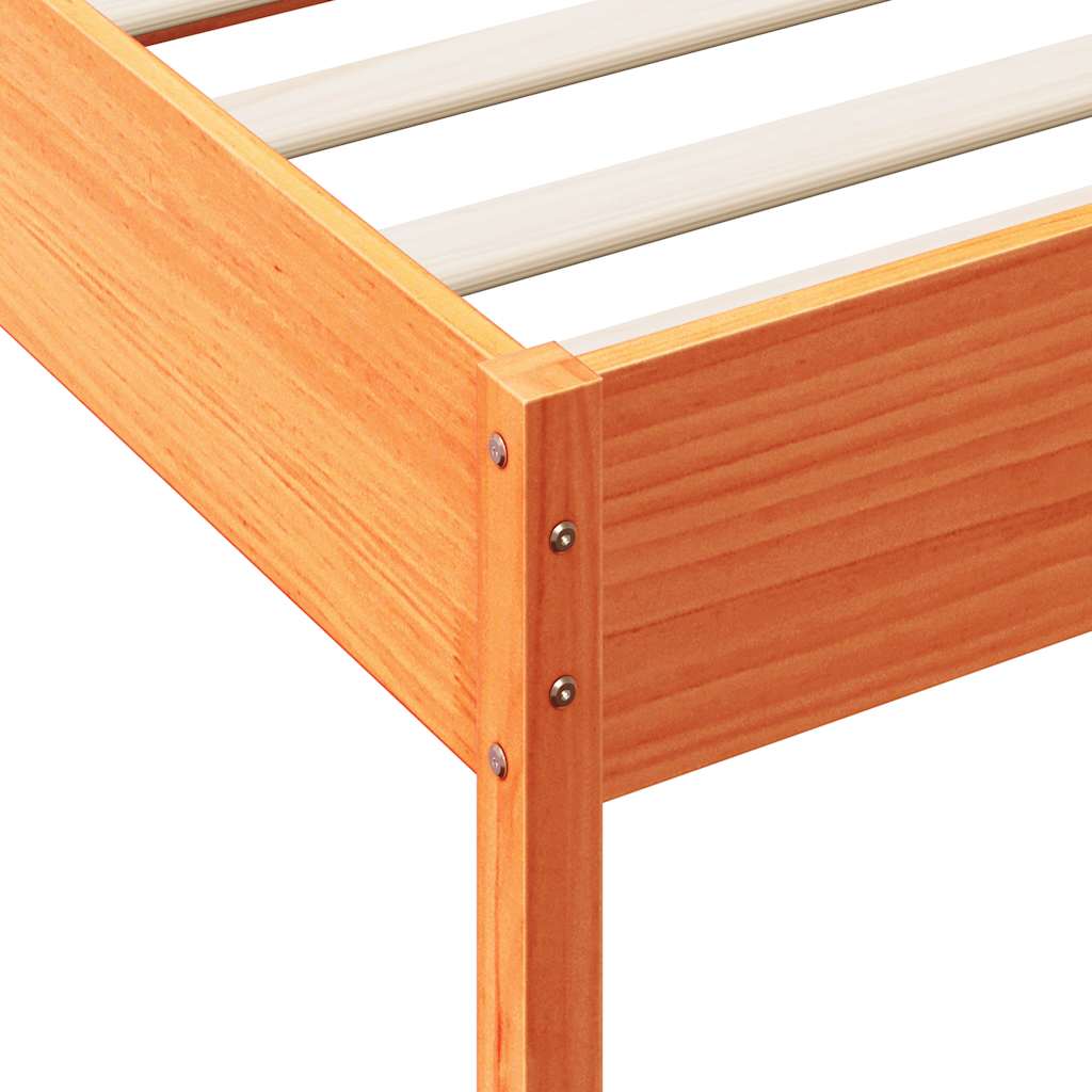 vidaXL Cama con estantería sin colchón madera maciza marrón 100x200 cm