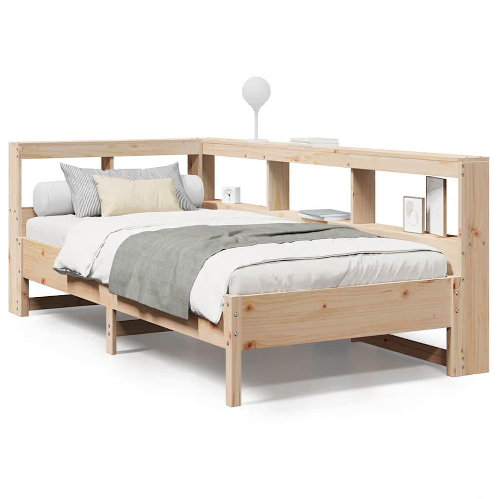 vidaXL Cama con estantería sin colchón madera maciza de pino 90x200 cm