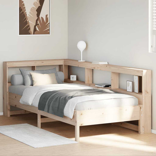 vidaXL Cama con estantería sin colchón madera maciza de pino 90x200 cm