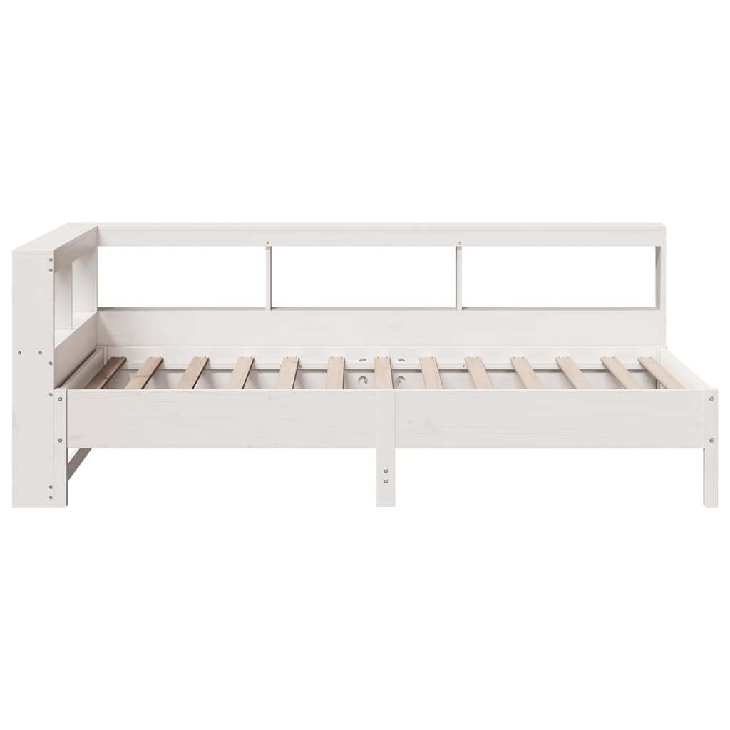 vidaXL Cama con estantería sin colchón madera maciza blanco 90x200 cm