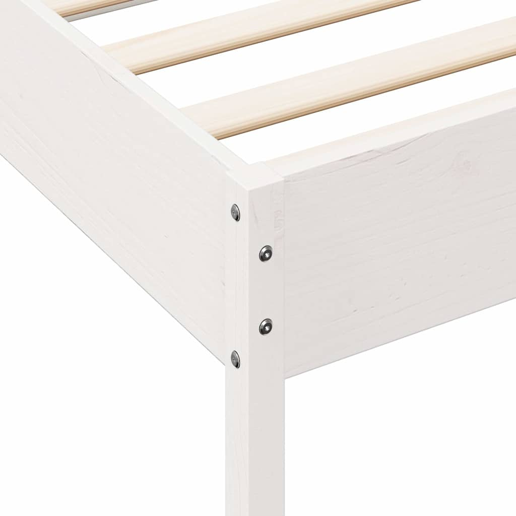 vidaXL Cama con estantería sin colchón madera maciza blanca 140x190 cm