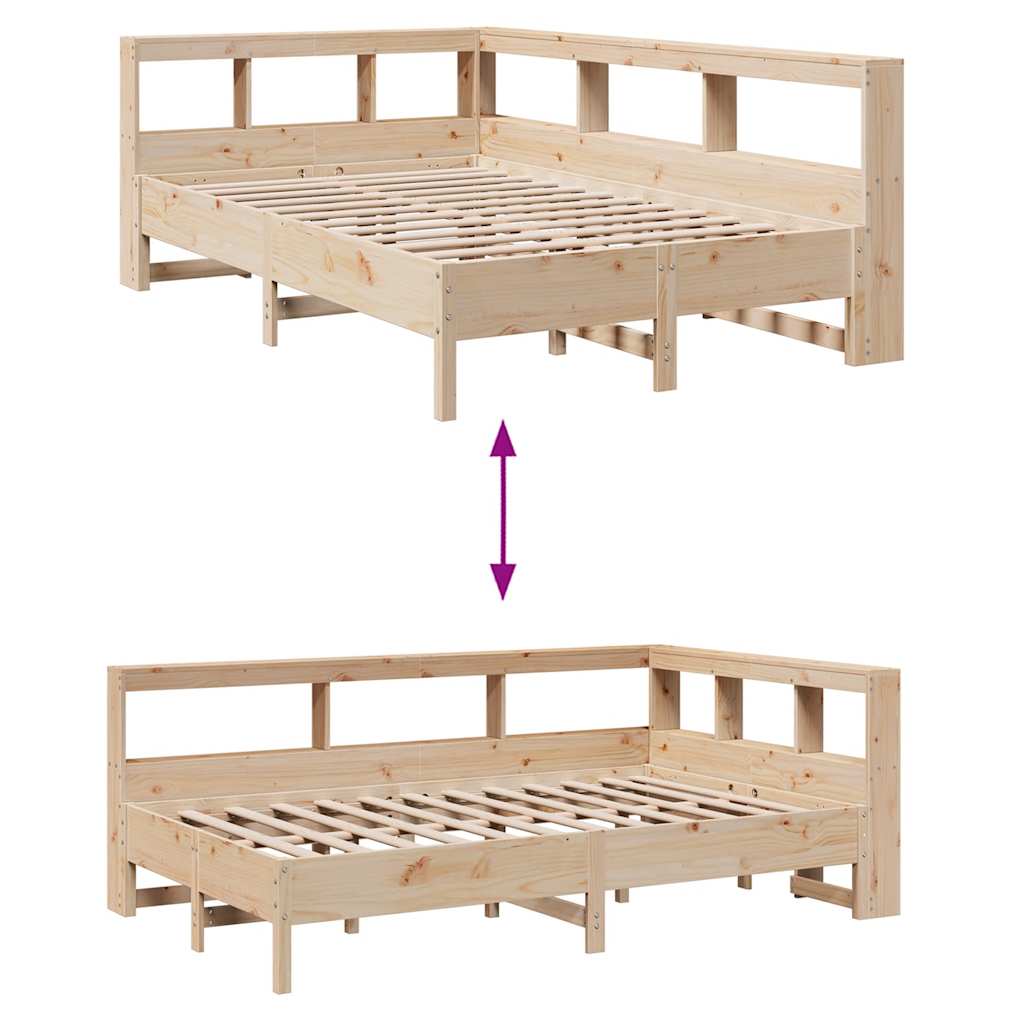 vidaXL Cama con estantería sin colchón madera maciza de pino 120x190cm