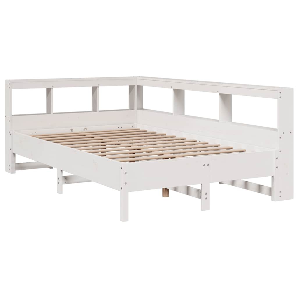 vidaXL Cama con estantería sin colchón madera maciza blanca 120x190 cm