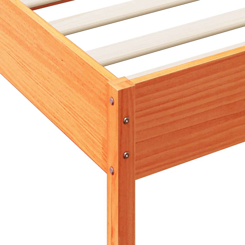 vidaXL Cama con estantería sin colchón madera maciza marrón 90x190 cm