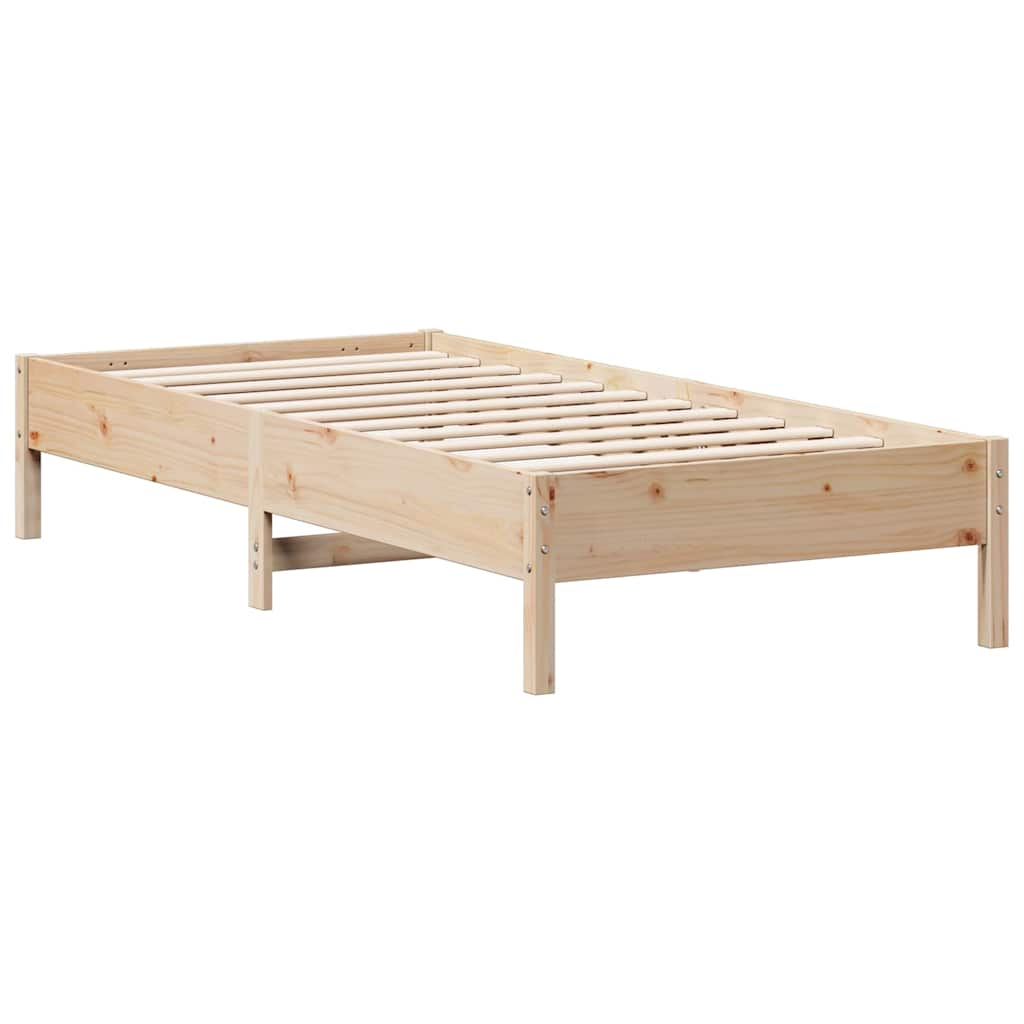 vidaXL Cama con estantería sin colchón madera maciza de pino 75x190 cm