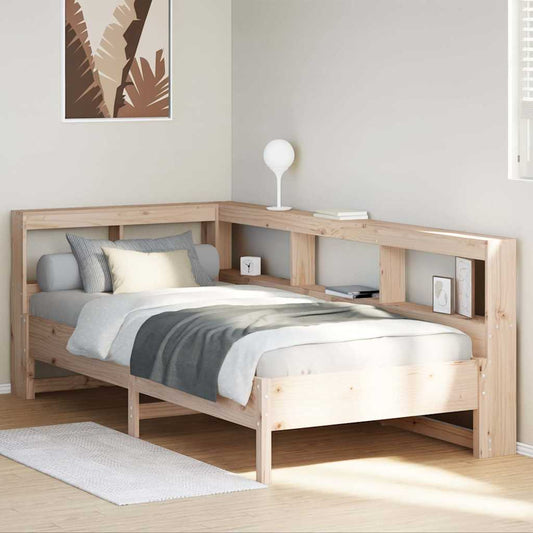 vidaXL Cama con estantería sin colchón madera maciza de pino 75x190 cm