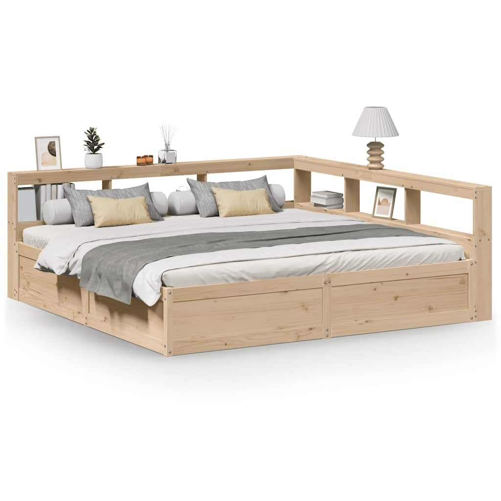 vidaXL Cama con estantería sin colchón madera maciza de pino 200x200cm