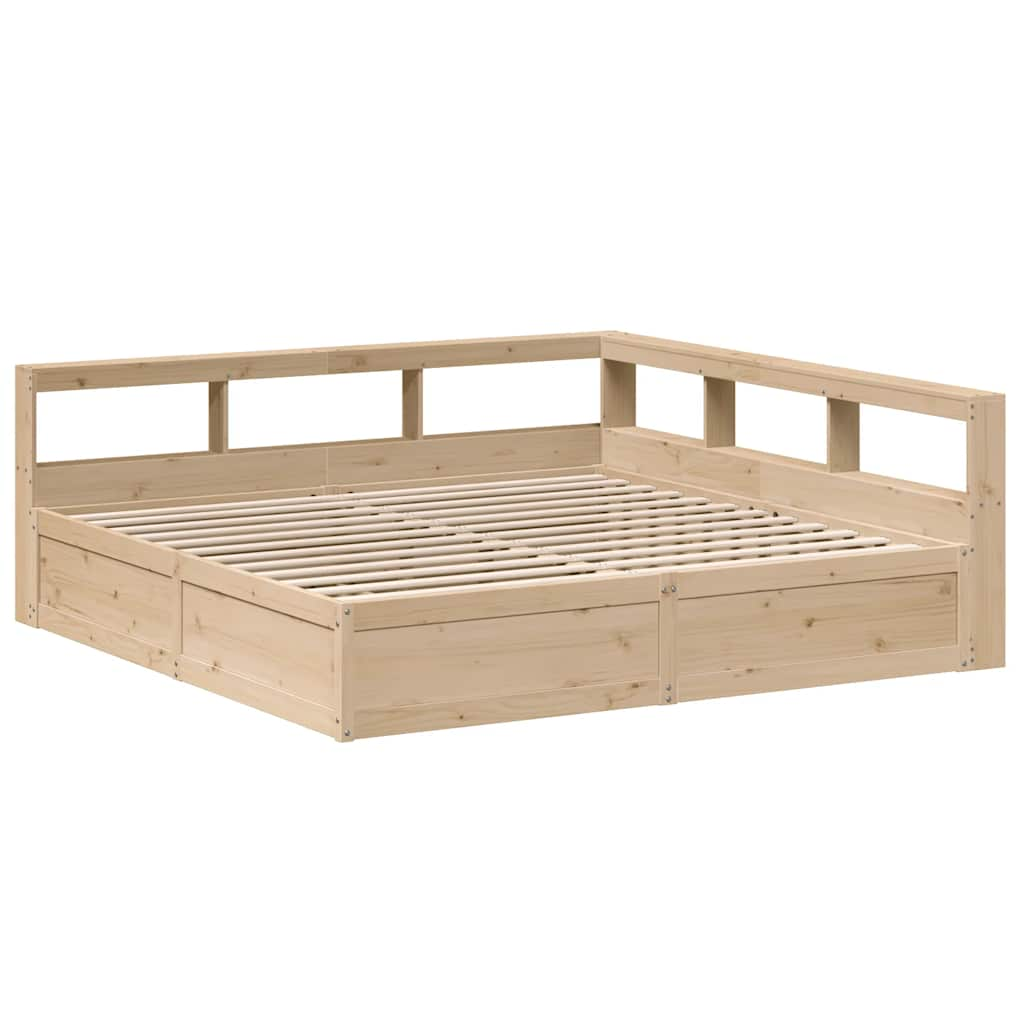 vidaXL Cama con estantería sin colchón madera maciza de pino 200x200cm