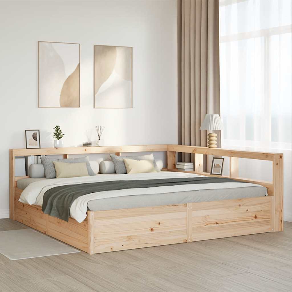 vidaXL Cama con estantería sin colchón madera maciza de pino 200x200cm