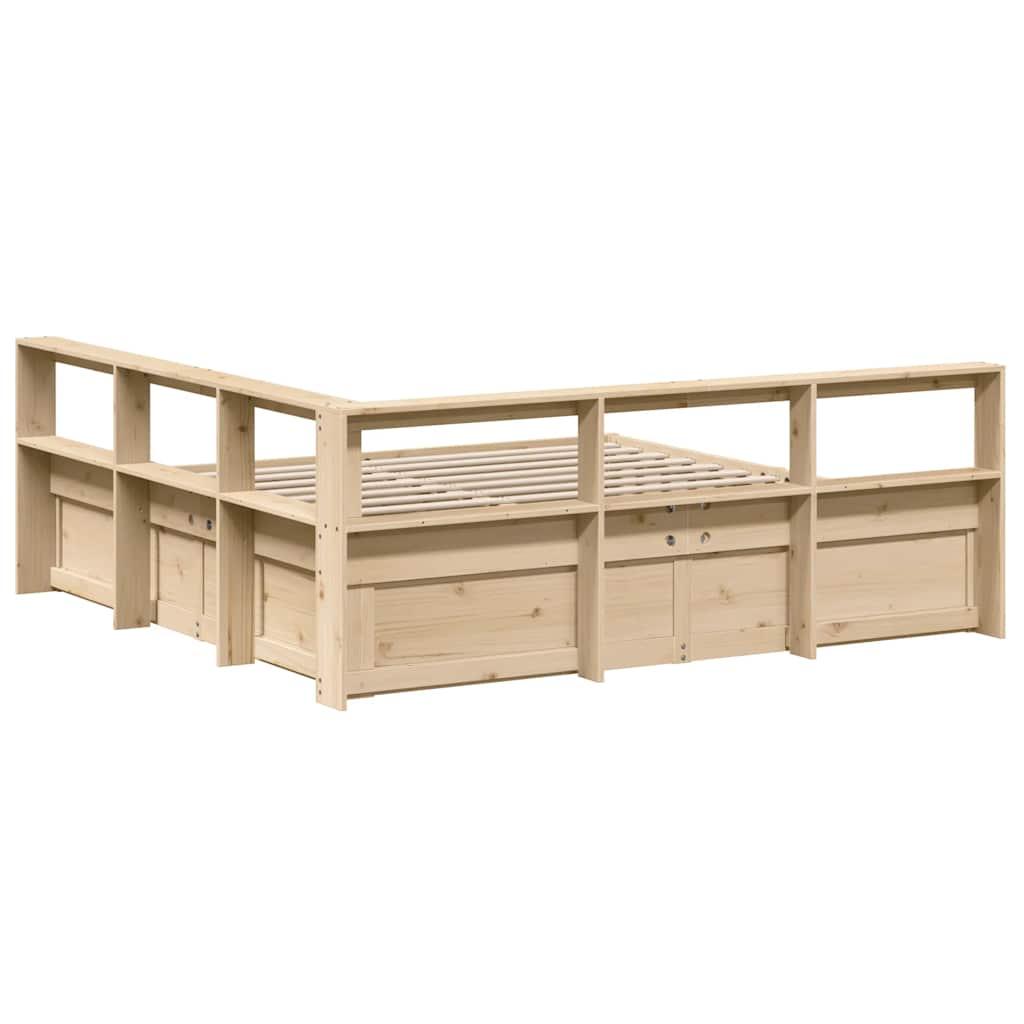 vidaXL Cama con estantería sin colchón madera maciza de pino 200x200cm