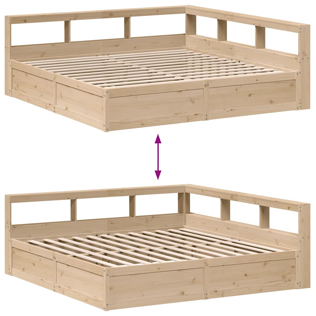 vidaXL Cama con estantería sin colchón madera maciza de pino 200x200cm