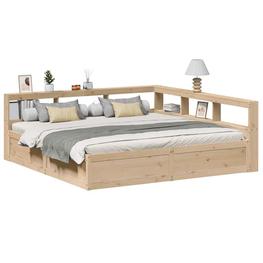 vidaXL Cama con estantería sin colchón madera maciza de pino 200x200cm