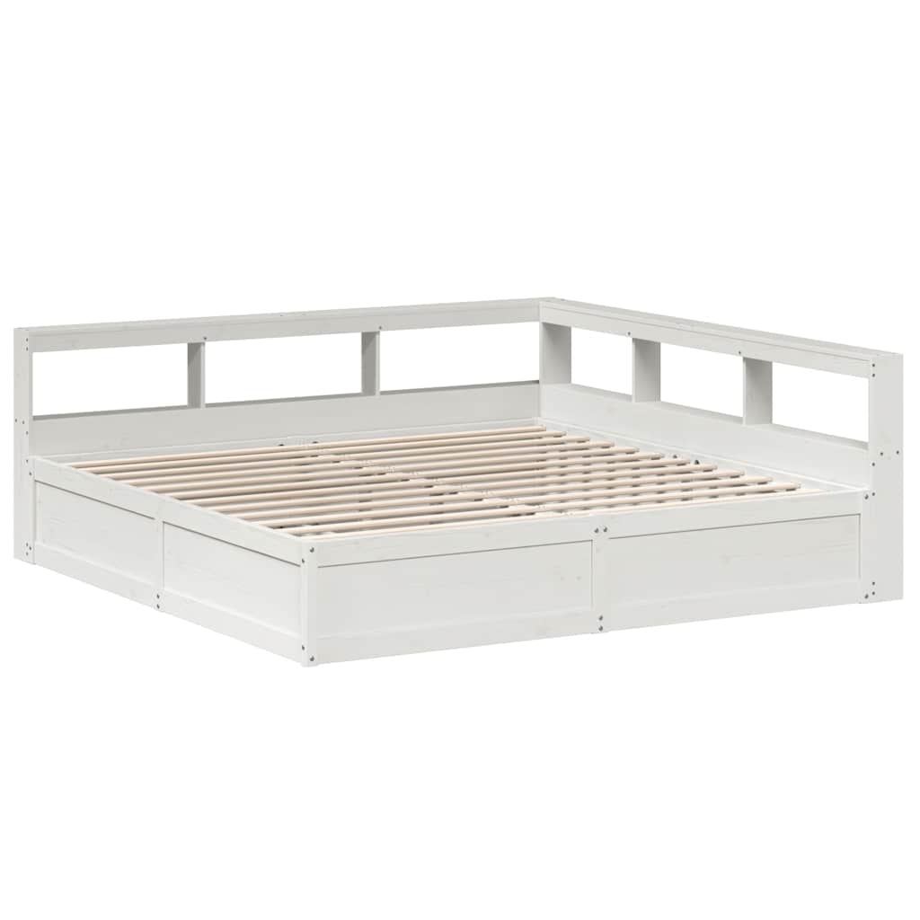 vidaXL Cama con estantería sin colchón madera maciza blanca 200x200 cm