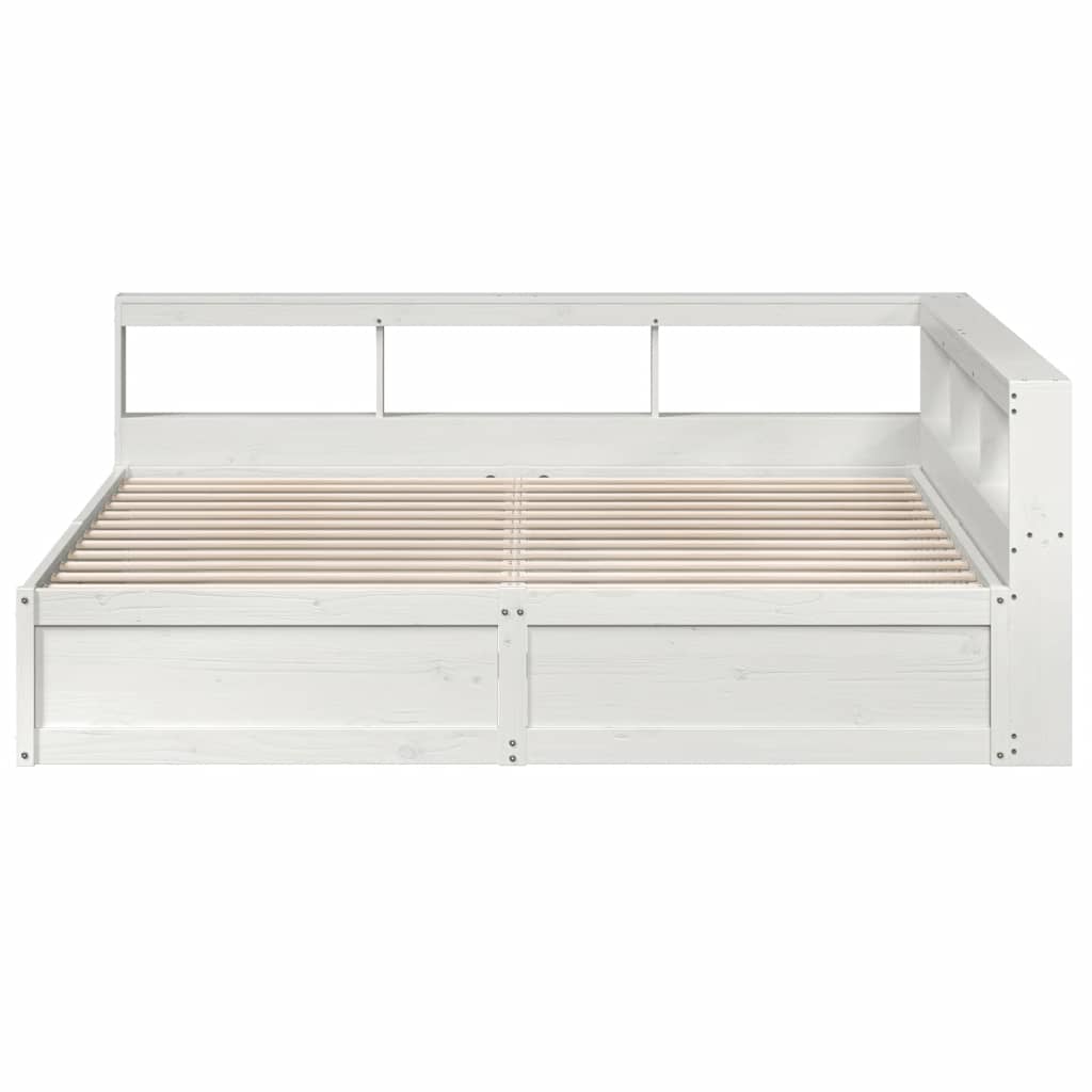 vidaXL Cama con estantería sin colchón madera maciza blanca 200x200 cm