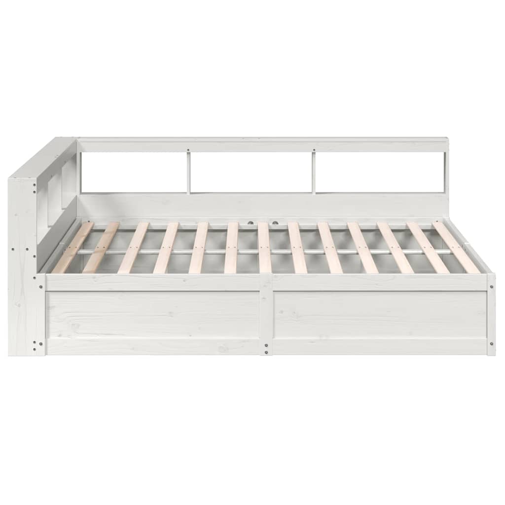 vidaXL Cama con estantería sin colchón madera maciza blanca 200x200 cm