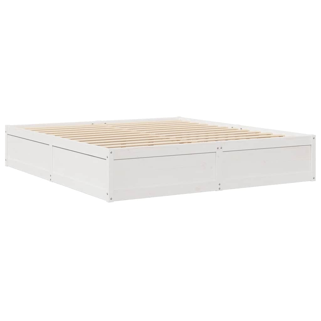 vidaXL Cama con estantería sin colchón madera maciza blanca 200x200 cm