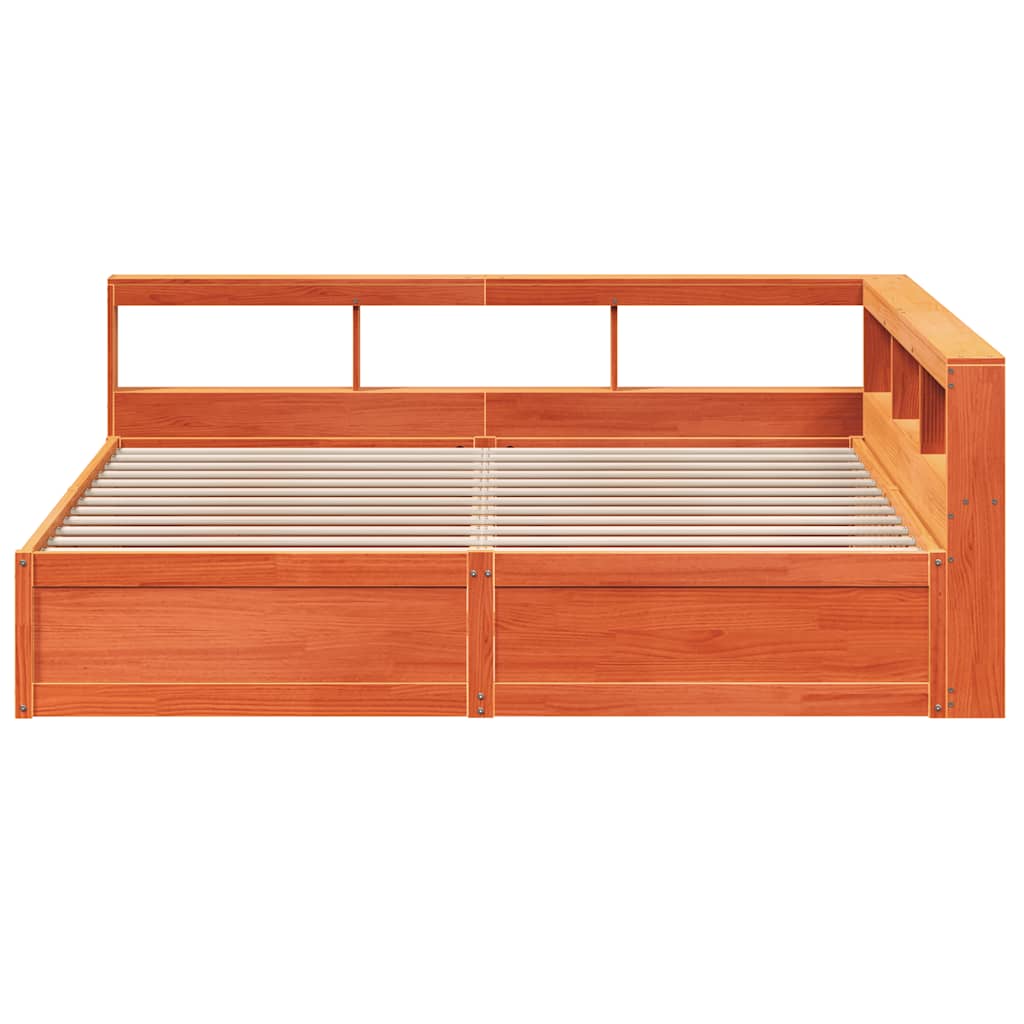 vidaXL Cama con estantería sin colchón madera maciza marrón 200x200 cm