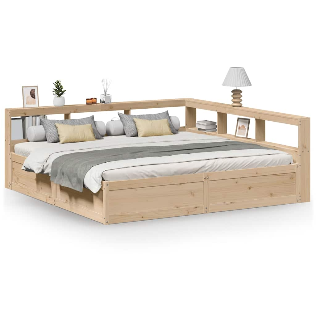 vidaXL Cama con estantería sin colchón madera maciza de pino 180x200cm