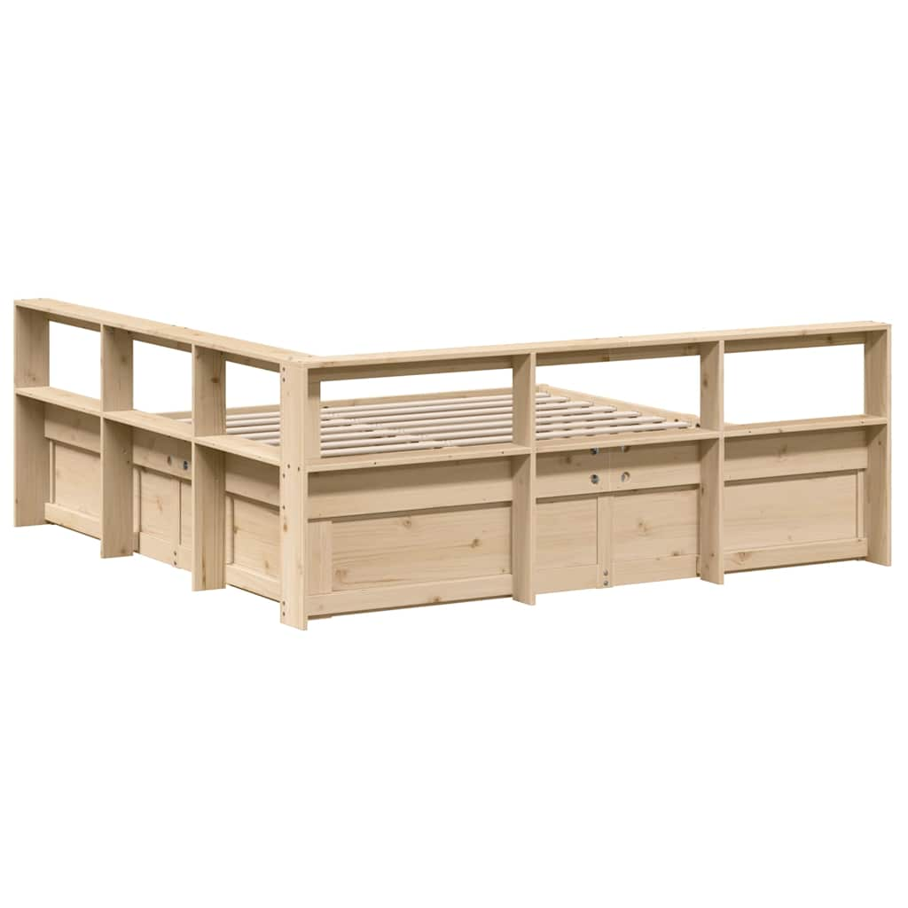 vidaXL Cama con estantería sin colchón madera maciza de pino 180x200cm