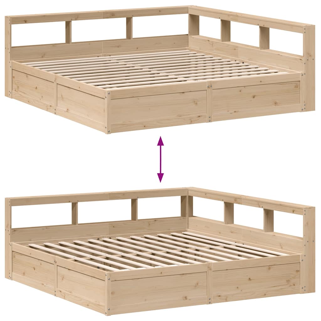 vidaXL Cama con estantería sin colchón madera maciza de pino 180x200cm