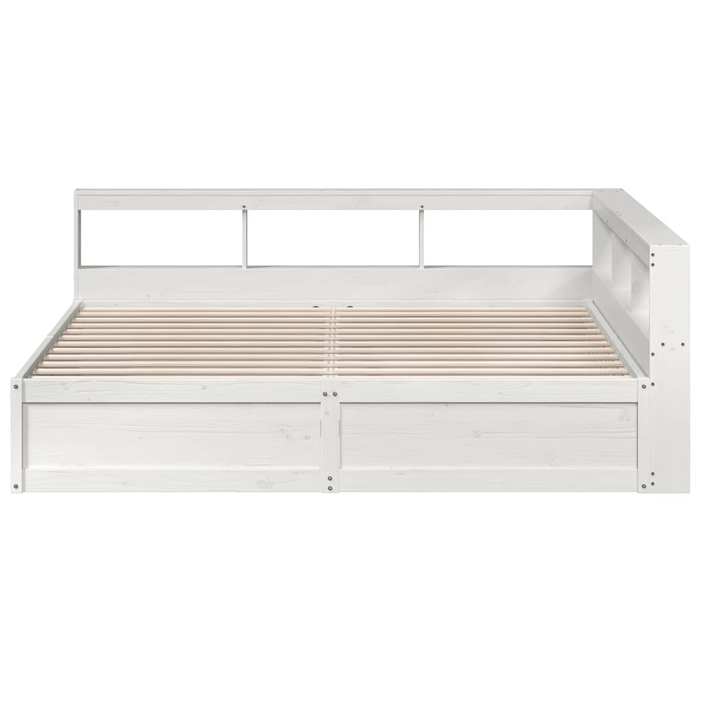 vidaXL Cama con estantería sin colchón madera maciza blanca 180x200 cm