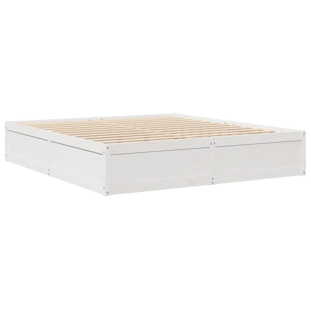 vidaXL Cama con estantería sin colchón madera maciza blanca 180x200 cm