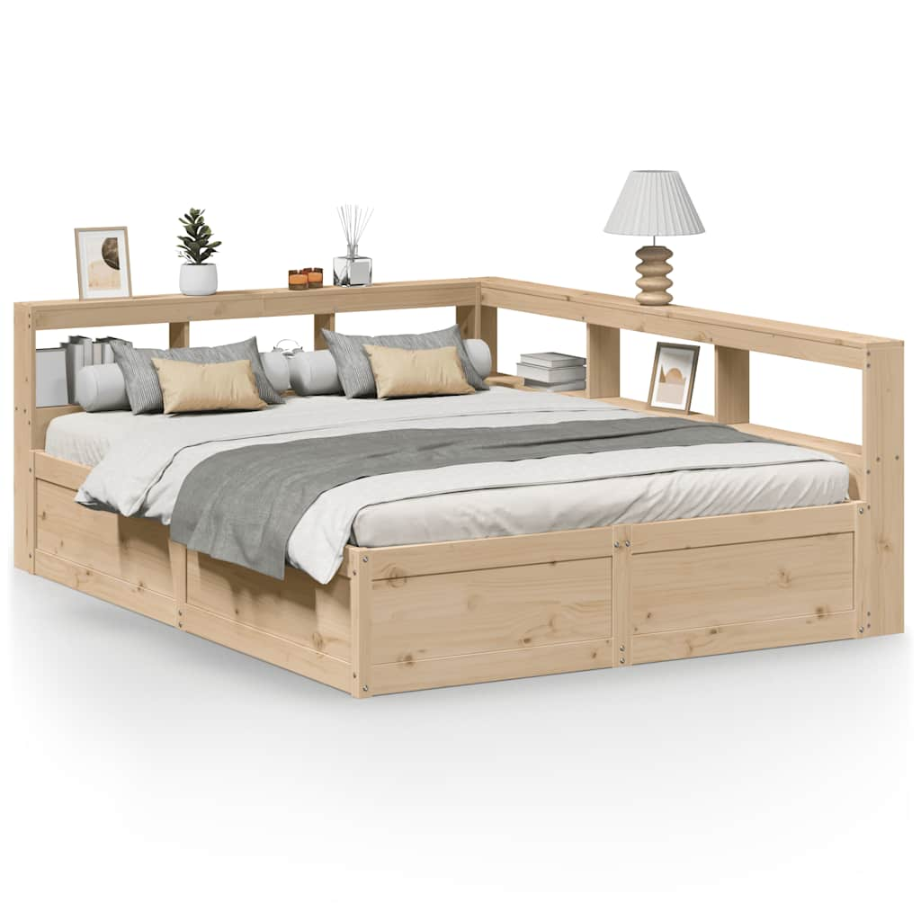 vidaXL Cama con estantería sin colchón madera maciza de pino 160x200cm