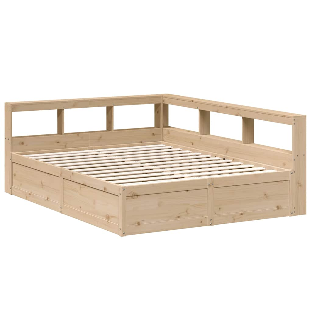 vidaXL Cama con estantería sin colchón madera maciza de pino 160x200cm