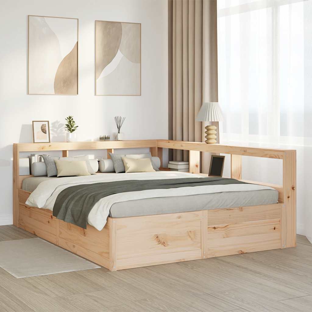 vidaXL Cama con estantería sin colchón madera maciza de pino 160x200cm