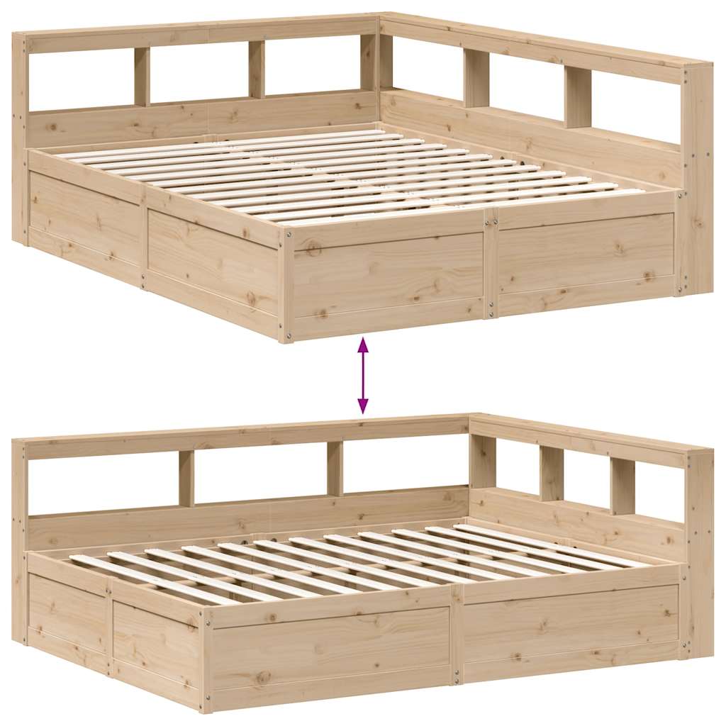 vidaXL Cama con estantería sin colchón madera maciza de pino 160x200cm