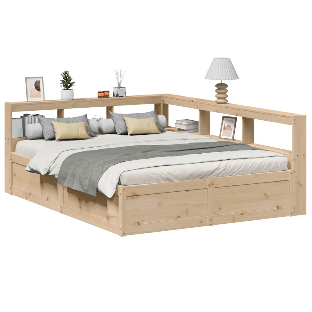 vidaXL Cama con estantería sin colchón madera maciza de pino 160x200cm