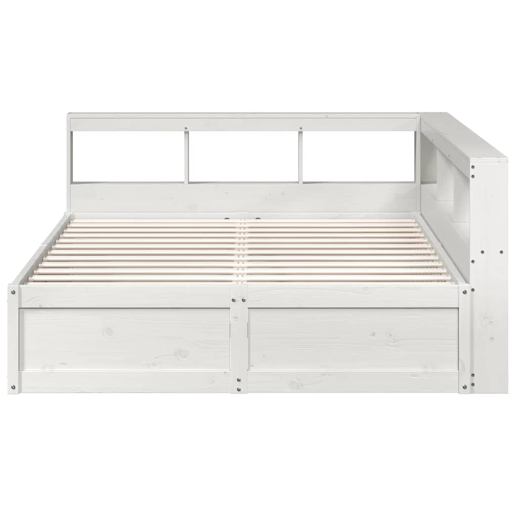 vidaXL Cama con estantería sin colchón madera maciza blanca 160x200 cm