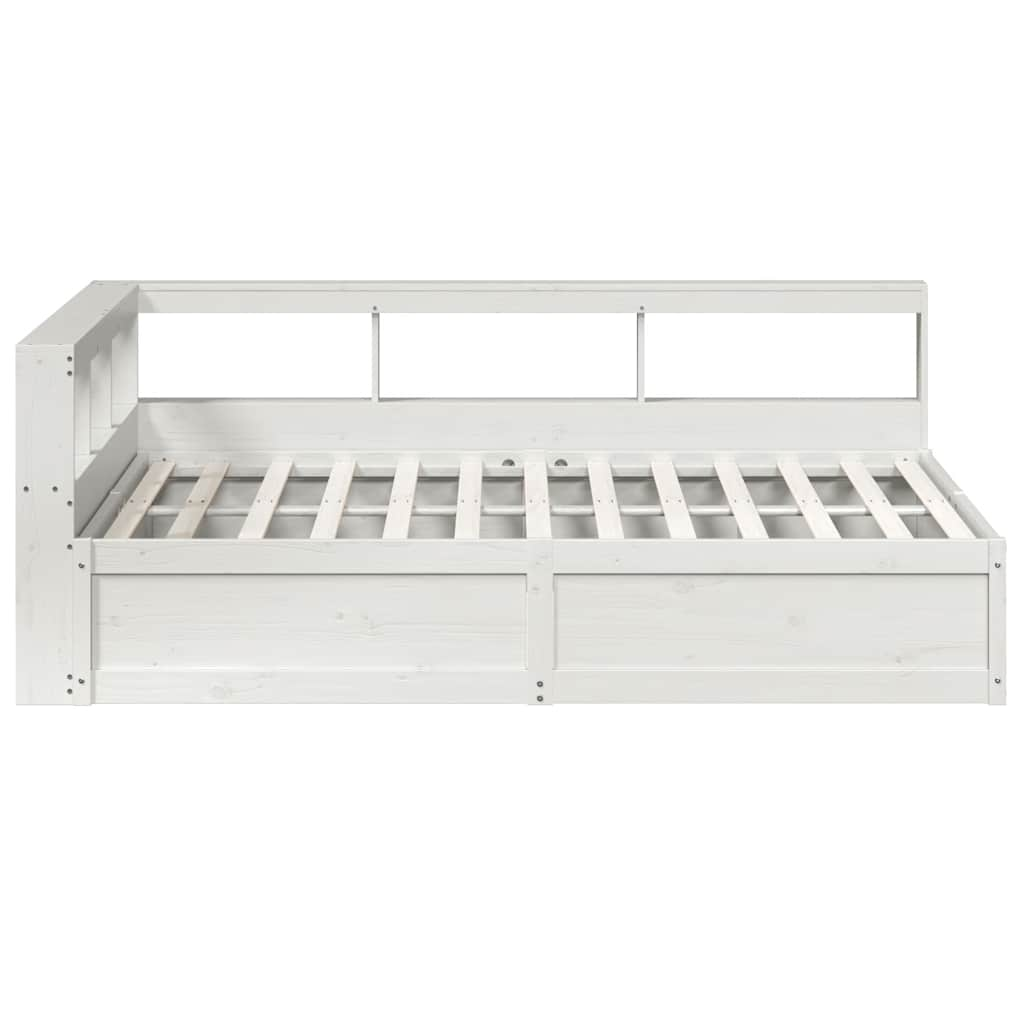 vidaXL Cama con estantería sin colchón madera maciza blanca 160x200 cm