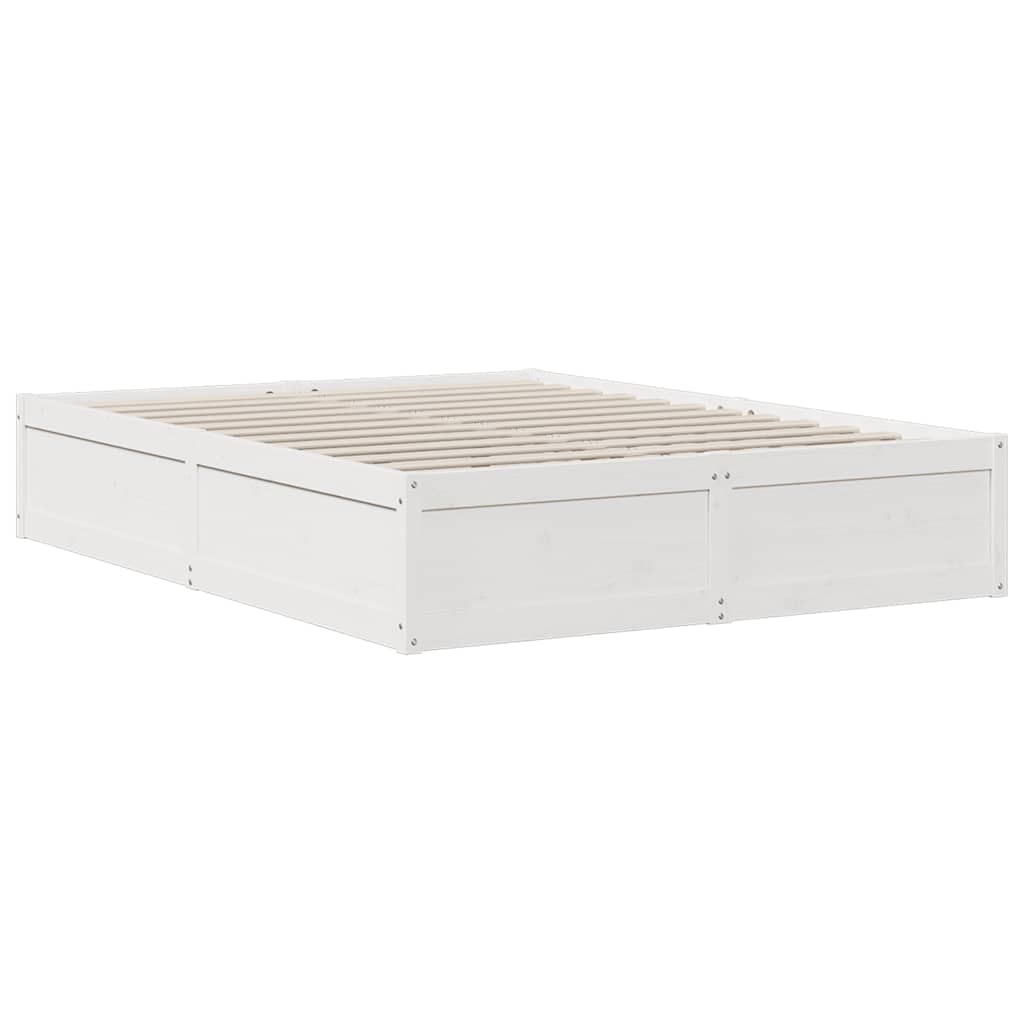 vidaXL Cama con estantería sin colchón madera maciza blanca 160x200 cm