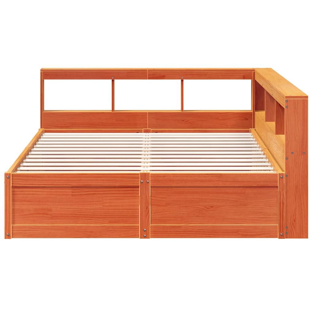 vidaXL Cama con estantería sin colchón madera maciza marrón 160x200 cm