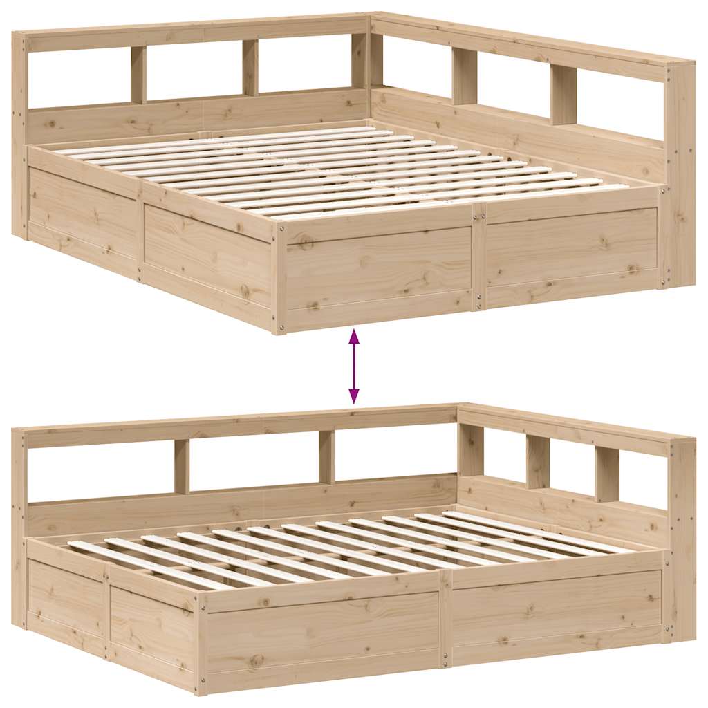 vidaXL Cama con estantería sin colchón madera maciza de pino 150x200cm