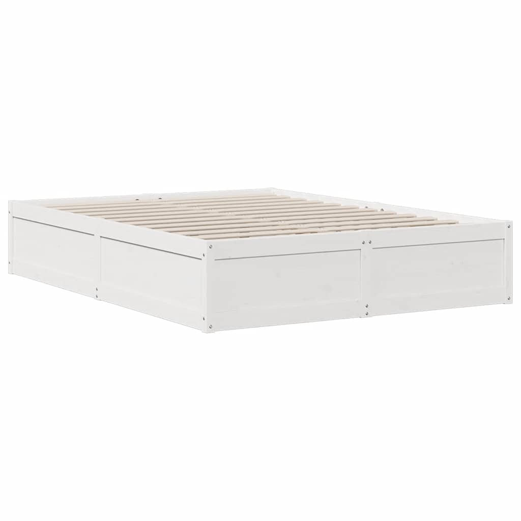 vidaXL Cama con estantería sin colchón madera maciza blanca 150x200 cm