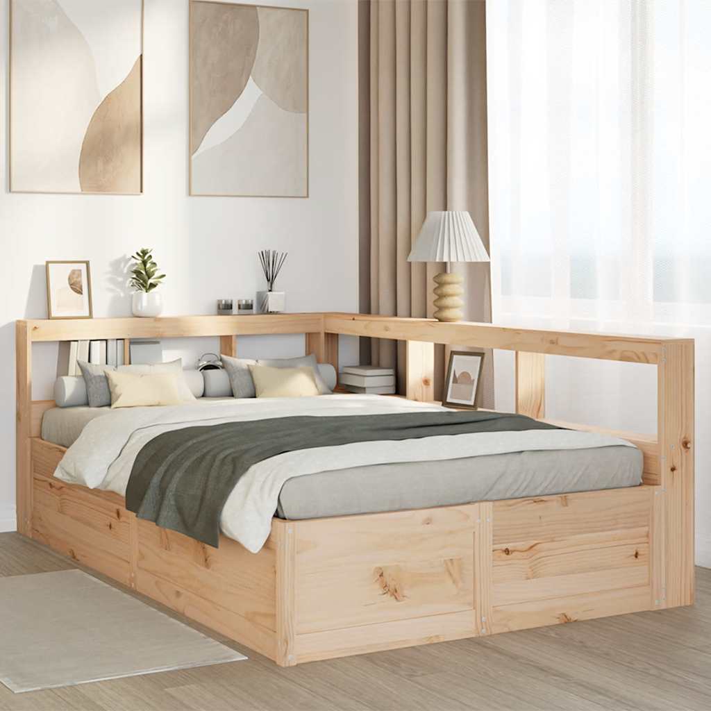 vidaXL Cama con estantería sin colchón madera maciza de pino 120x200cm