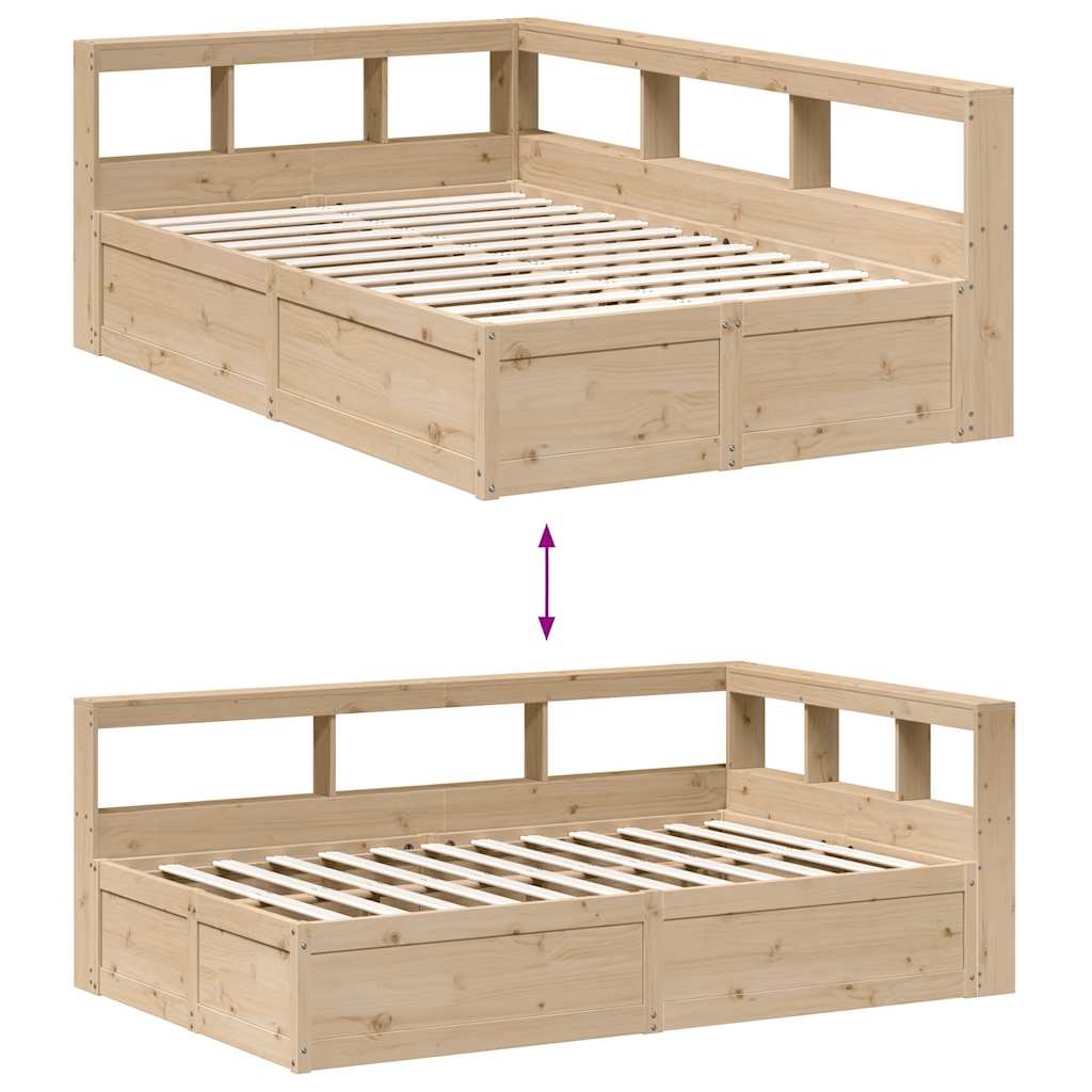 vidaXL Cama con estantería sin colchón madera maciza de pino 120x200cm