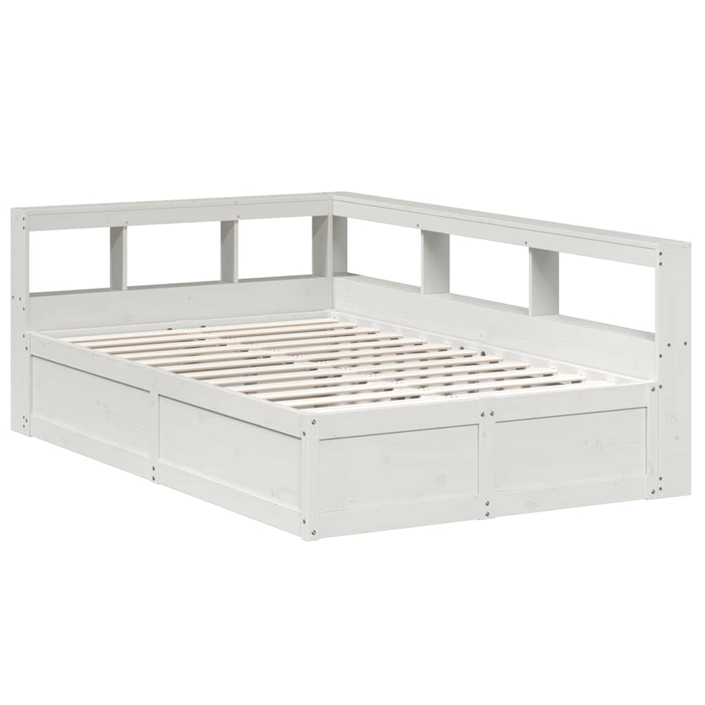 vidaXL Cama con estantería sin colchón madera maciza blanca 120x200 cm