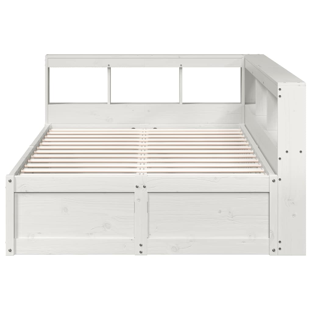 vidaXL Cama con estantería sin colchón madera maciza blanca 120x200 cm