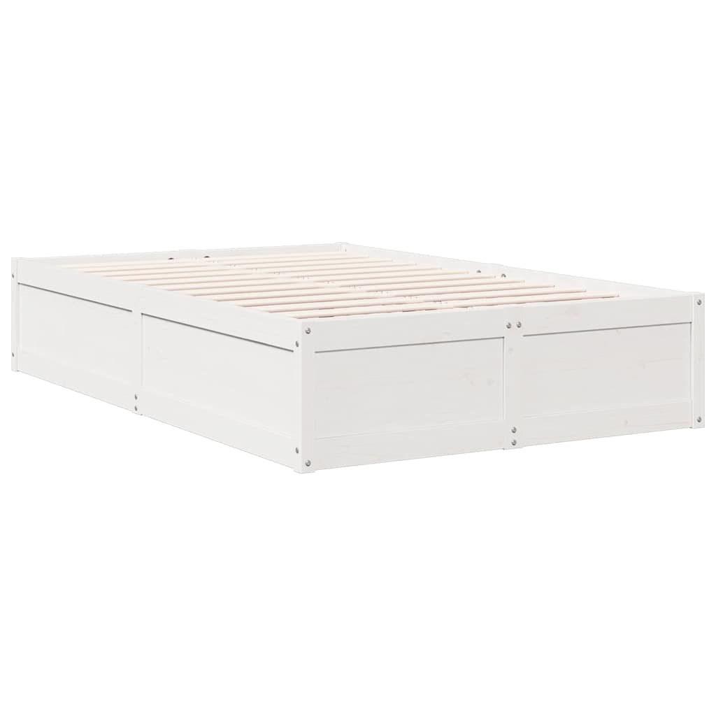 vidaXL Cama con estantería sin colchón madera maciza blanca 120x200 cm