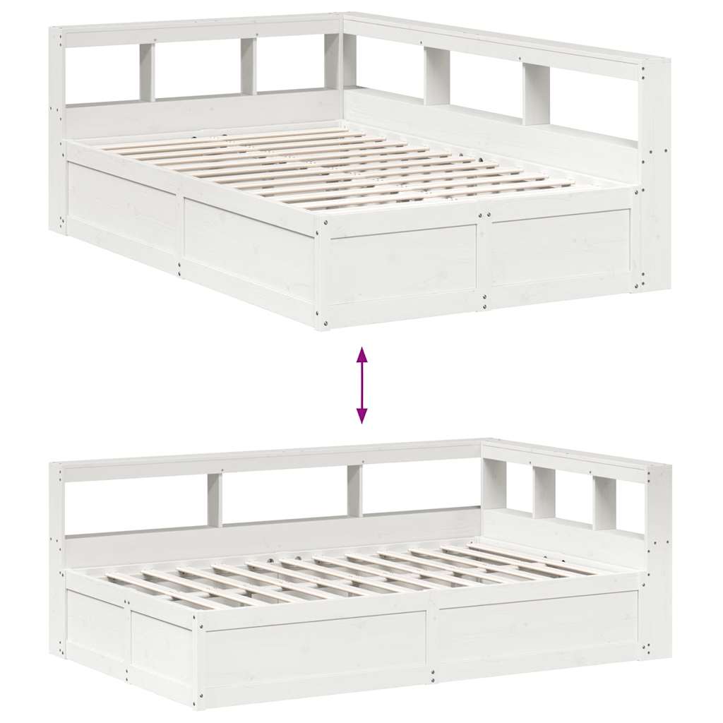 vidaXL Cama con estantería sin colchón madera maciza blanca 120x200 cm