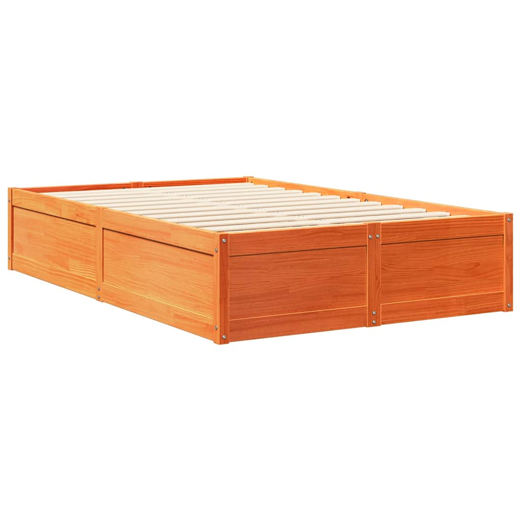 vidaXL Cama con estantería sin colchón madera maciza marrón 120x200cm