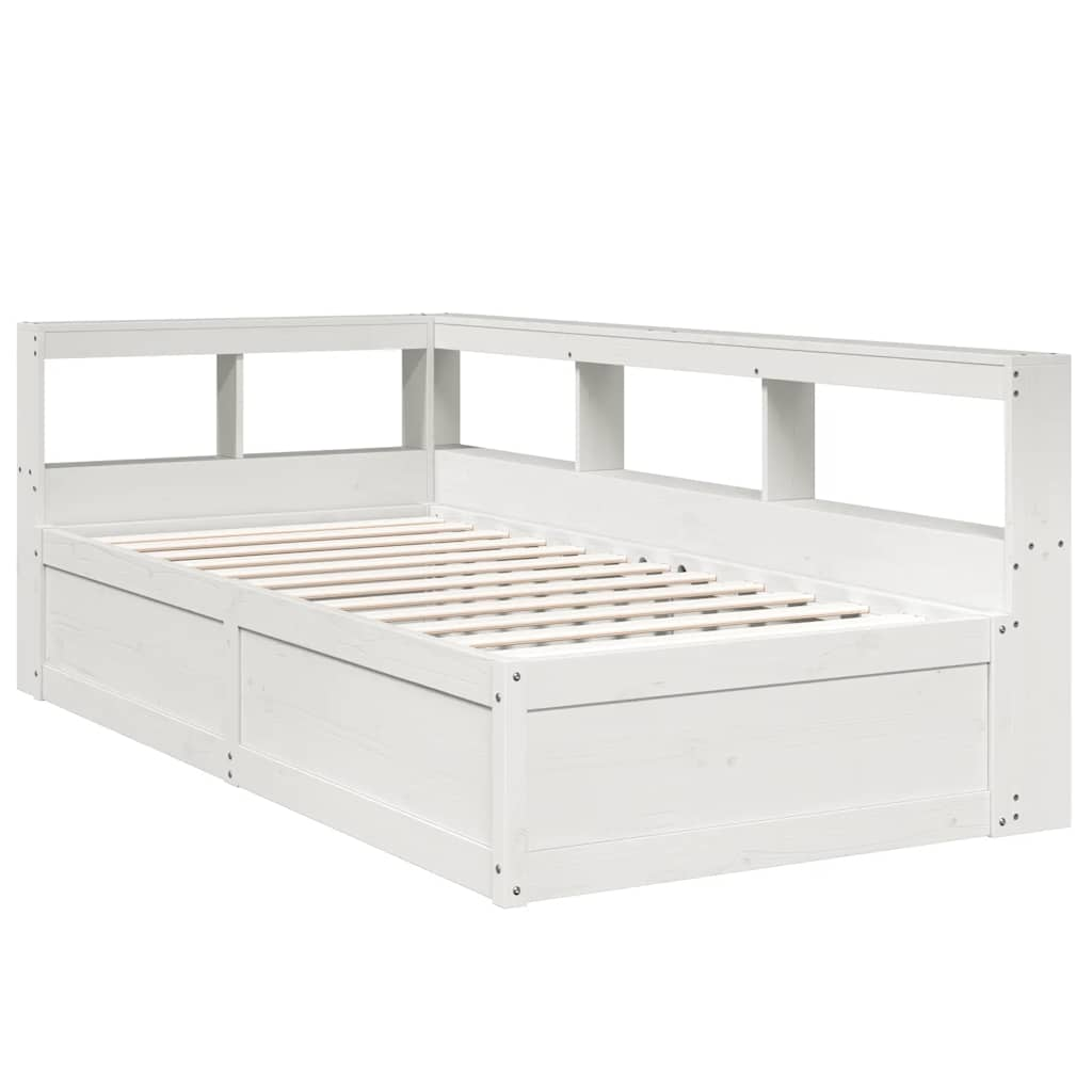 vidaXL Cama con estantería sin colchón madera maciza blanca 100x200 cm