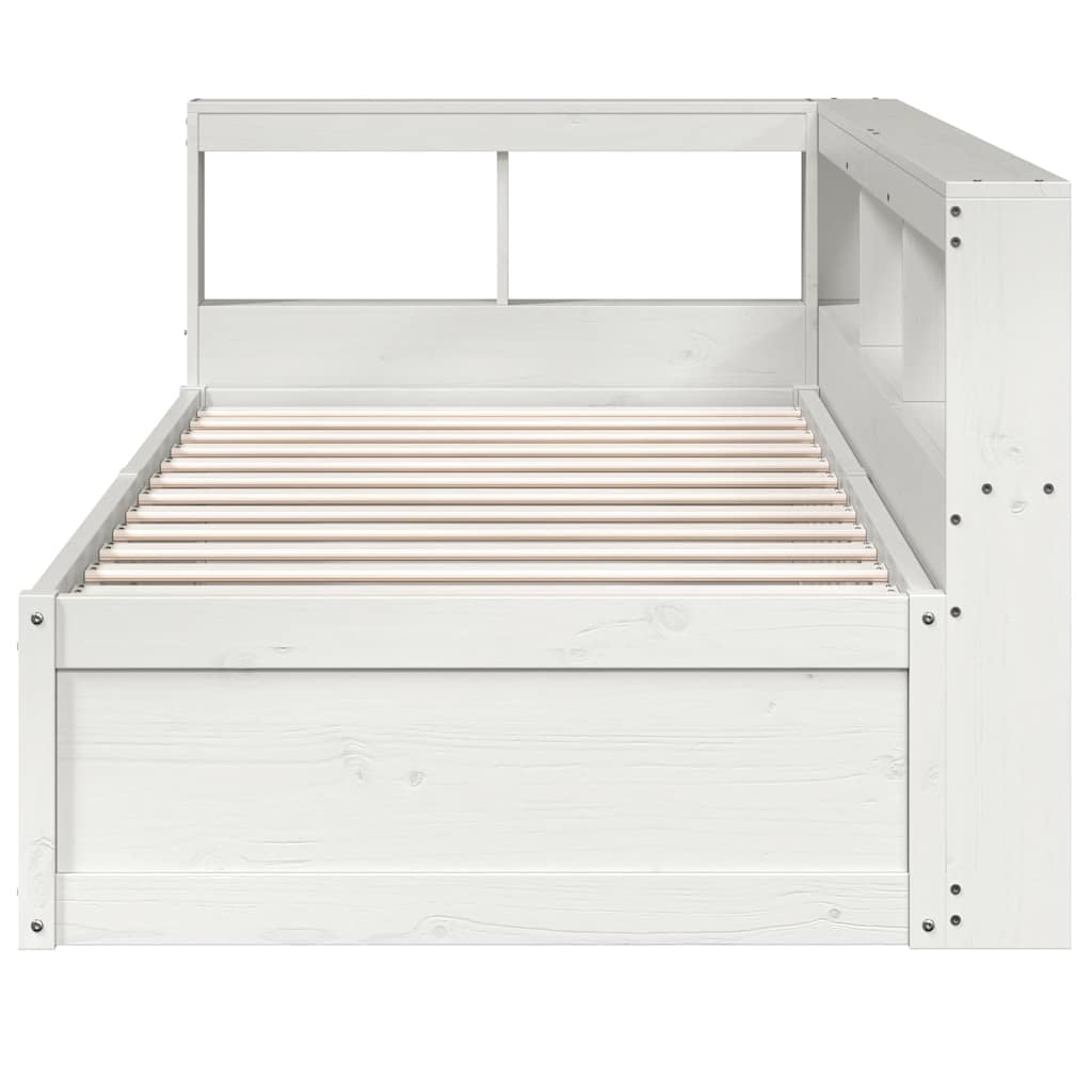 vidaXL Cama con estantería sin colchón madera maciza blanca 100x200 cm