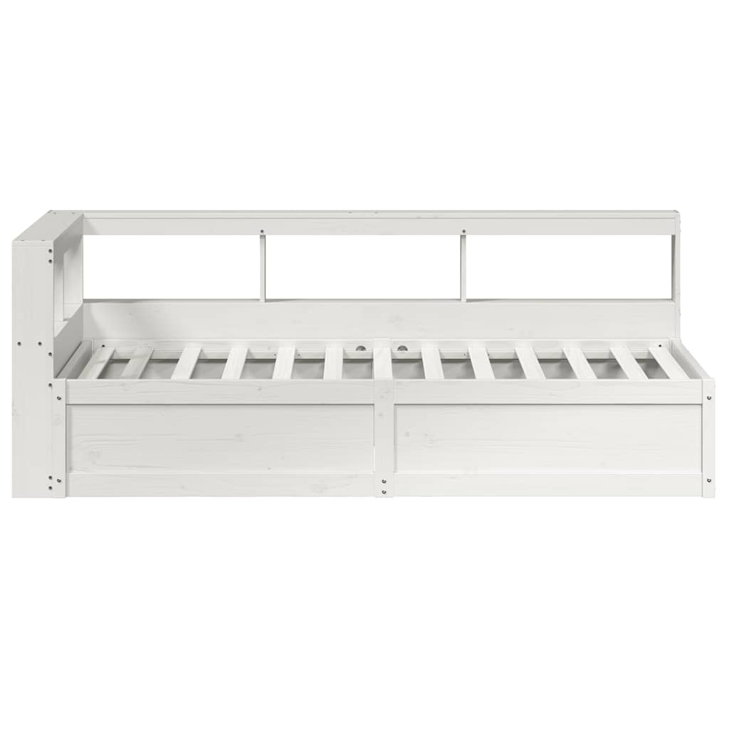 vidaXL Cama con estantería sin colchón madera maciza blanca 100x200 cm